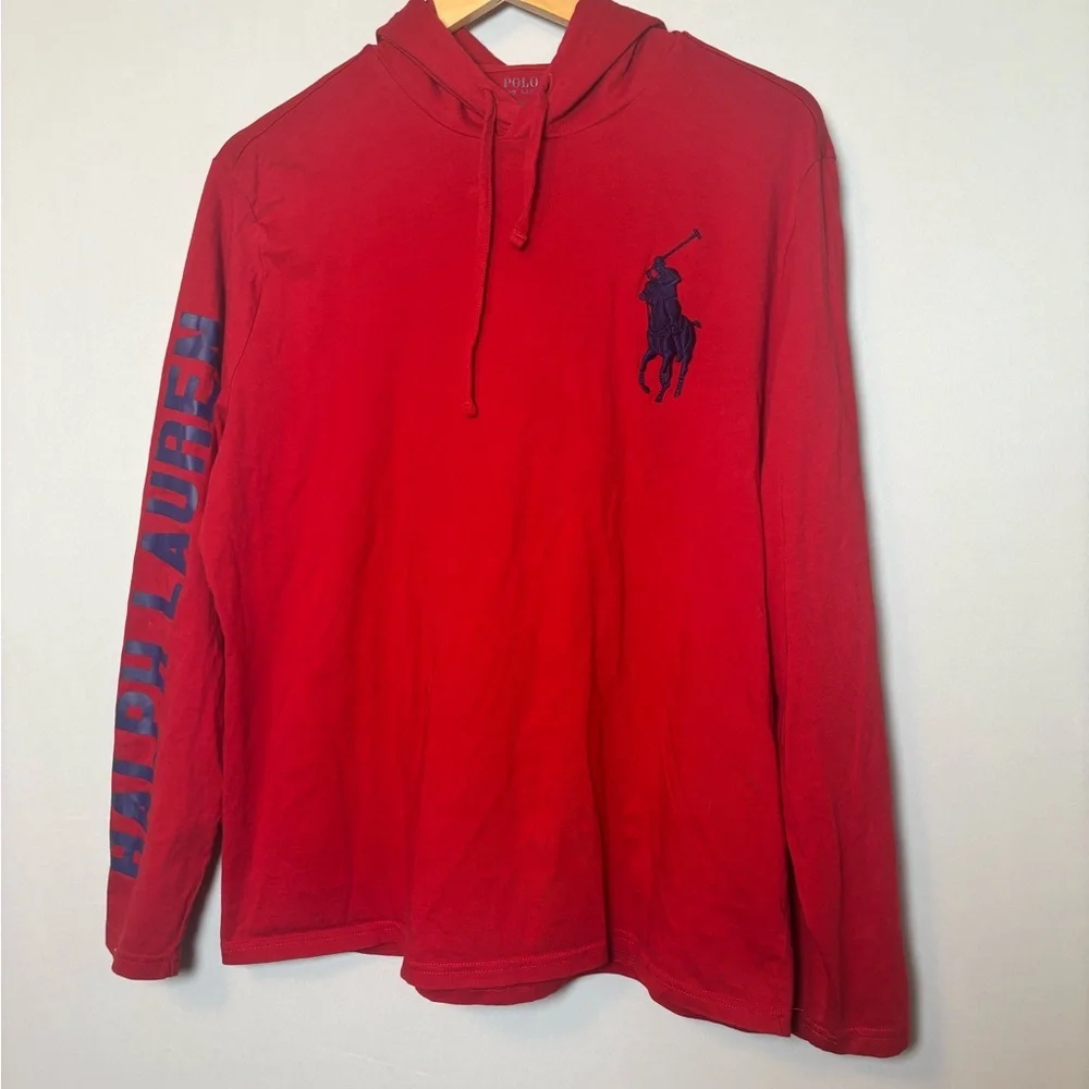 Polo Ralph Lauren Long Sleeve Hooded Big Pony Long Sleeve Spell Out Sz Large
